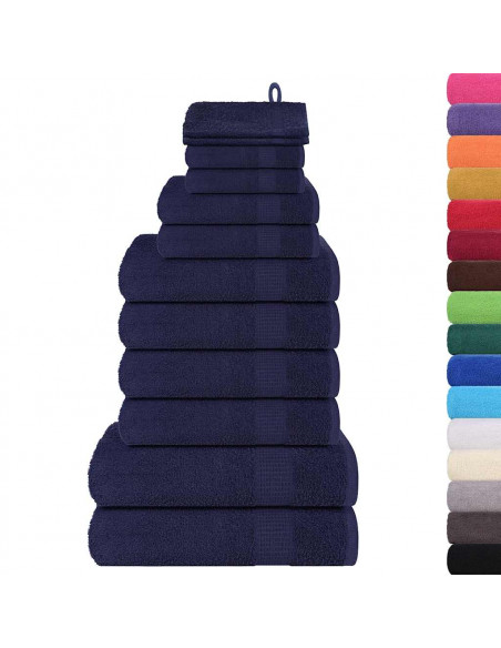Set Asciugamani 12 pz Blu Navy 360 gsm 100% Cotone