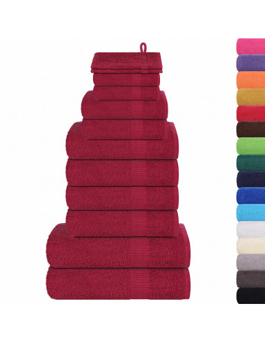 Set Asciugamani 12 pz Bordeaux 360 gsm 100% Cotone