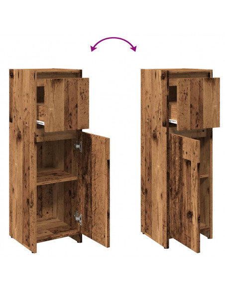 Mobile da Bagno Legno Antico 30x30x95 cm in Legno Multistrato