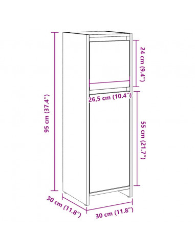 Mobile da Bagno Legno Antico 30x30x95 cm in Legno Multistrato