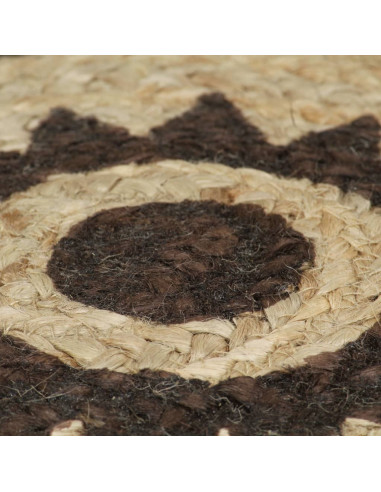 Tappeto Lavorato a Mano in Juta con Stampa Marrone Scuro 90 cm