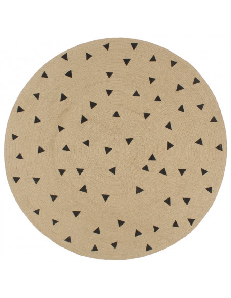 Tappeto Lavorato a Mano in Juta con Stampa a Triangoli 90 cm