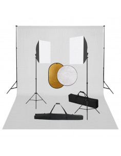 Kit per Studio Fotografico con Set Luci, Fondale e Riflettore