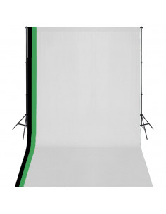 Kit Studio Foto con 3 Fondali in Cotone Telaio Regolabile 3x5 m