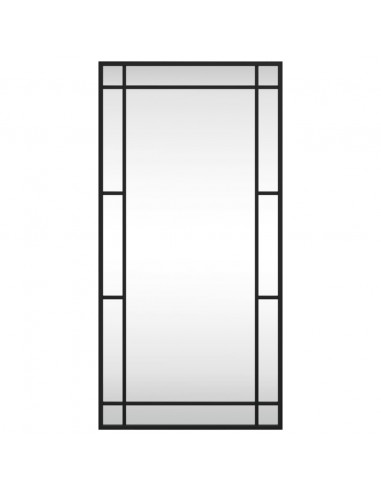 Specchio da Parete Nero 40x80 cm Rettangolare in Ferro