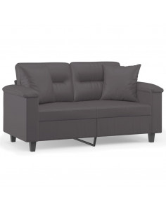 Divano a 2 Posti con Cuscini Grigio 120 cm in Similpelle