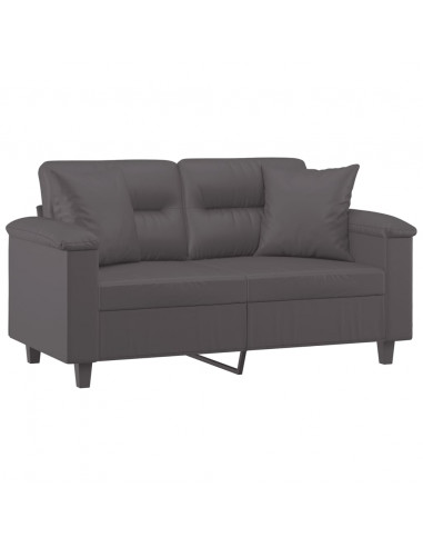 Divano a 2 Posti con Cuscini Grigio 120 cm in Similpelle