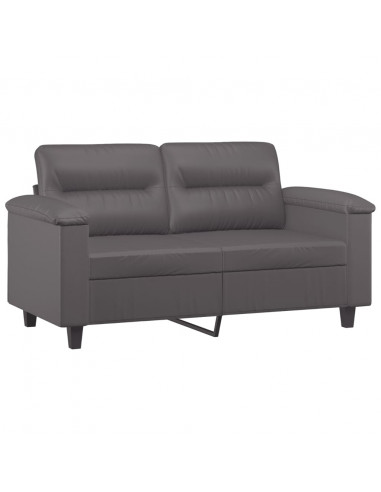 Divano a 2 Posti con Cuscini Grigio 120 cm in Similpelle