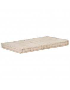 Cuscino per Pallet e Pavimento in Cotone 120x80x10 cm Beige
