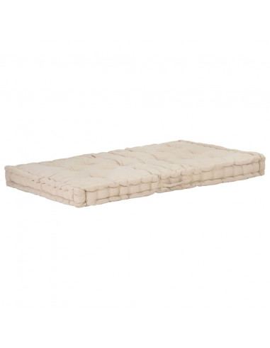Cuscino per Pallet e Pavimento in Cotone 120x80x10 cm Beige