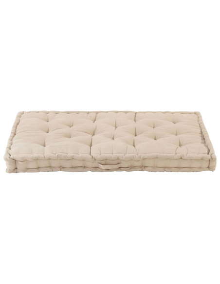 Cuscino per Pallet e Pavimento in Cotone 120x80x10 cm Beige