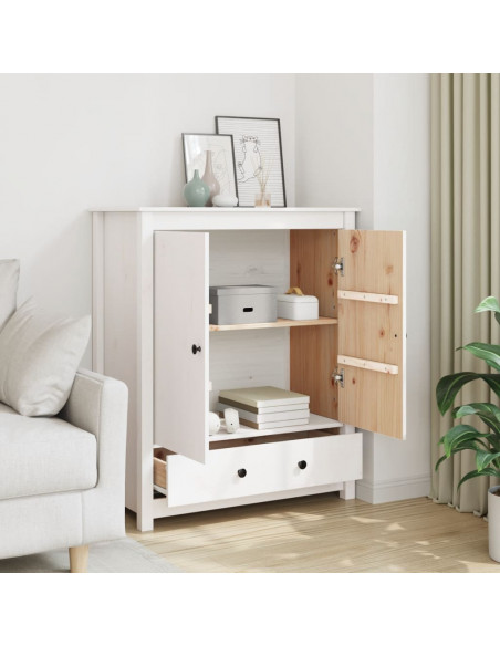 Credenza Bianca 83x41,5x100 cm in Legno Massello di Pino