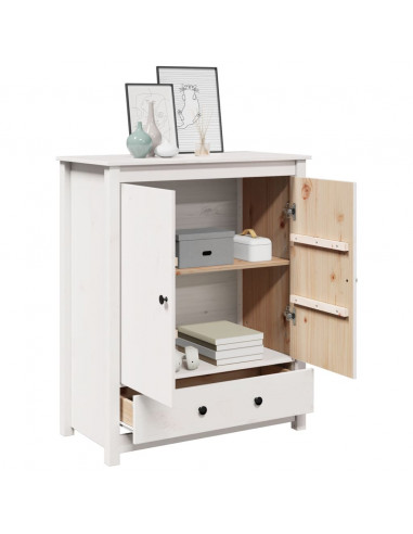 Credenza Bianca 83x41,5x100 cm in Legno Massello di Pino