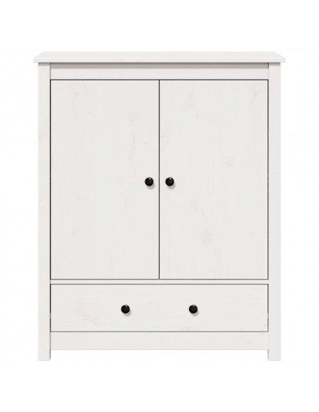 Credenza Bianca 83x41,5x100 cm in Legno Massello di Pino