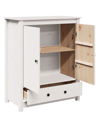 Credenza Bianca 83x41,5x100 cm in Legno Massello di Pino