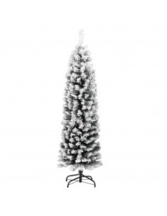 Albero di Natale Sottile con Neve Fioccata Verde 120 cm PVC 2