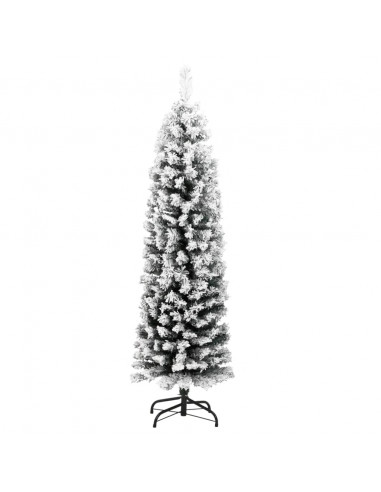 Albero di Natale Sottile con Neve Fioccata Verde 120 cm PVC