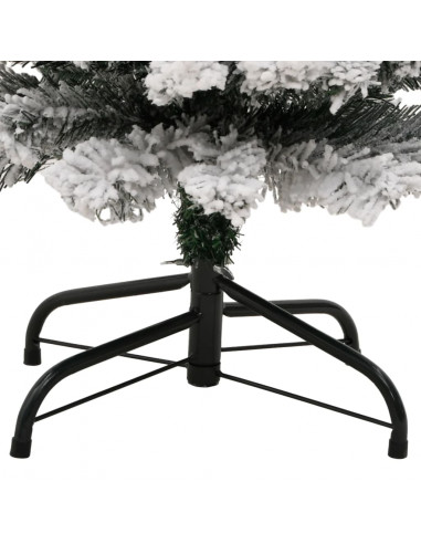 Albero di Natale Sottile con Neve Fioccata Verde 120 cm PVC