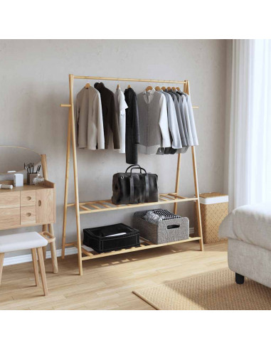 Appendiabiti con Ripiani 132x45,5x150,5 cm in Bambù