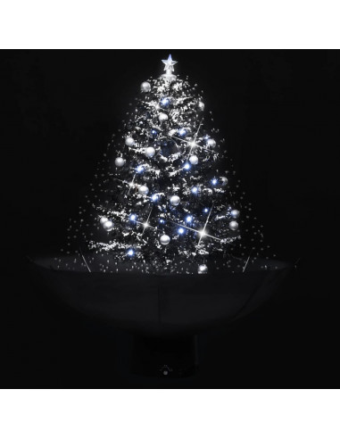 Albero di Natale con Nevicata e Base ad Ombrello Nero 75 cm PVC