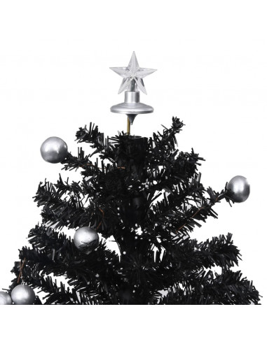 Albero di Natale con Nevicata e Base ad Ombrello Nero 75 cm PVC