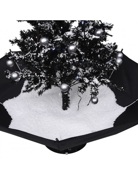 Albero di Natale con Nevicata e Base ad Ombrello Nero 75 cm PVC