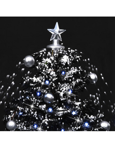Albero di Natale con Nevicata e Base ad Ombrello Nero 75 cm PVC