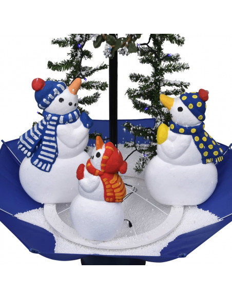 Albero di Natale con Nevicata e Base ad Ombrello Blu 75 cm PVC