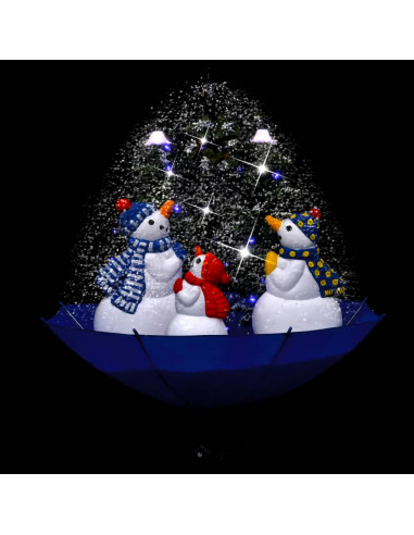 Albero di Natale con Nevicata e Base ad Ombrello Blu 75 cm PVC