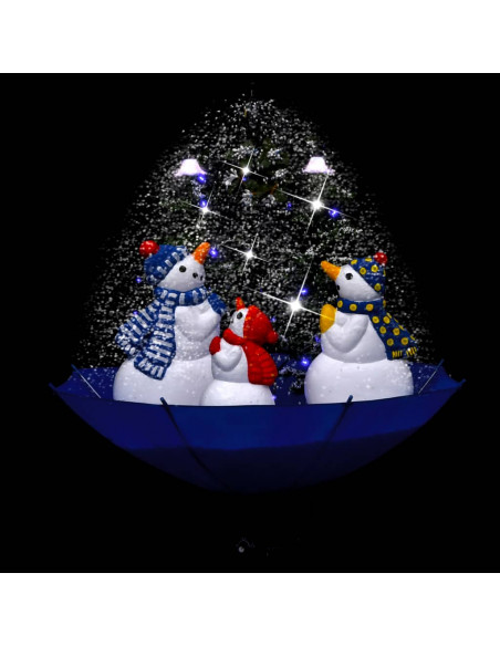 Albero di Natale con Nevicata e Base ad Ombrello Blu 75 cm PVC