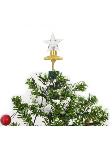 Albero di Natale con Neve e Base a Ombrellone Verde 75 cm