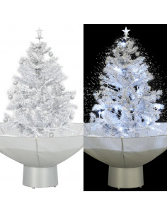 Albero di Natale con Neve e Base a Ombrellone Bianco 75 cm