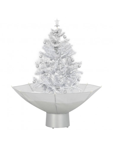 Albero di Natale con Neve e Base a Ombrellone Bianco 75 cm