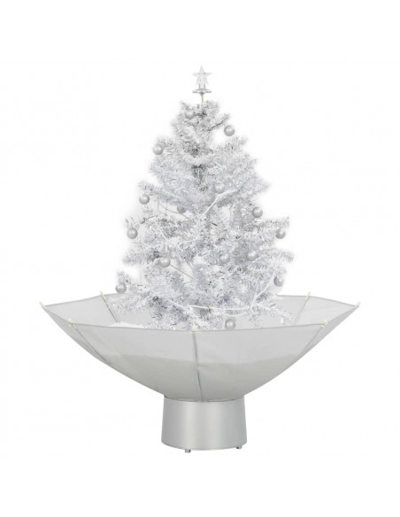 Albero di Natale con Neve e Base a Ombrellone Bianco 75 cm