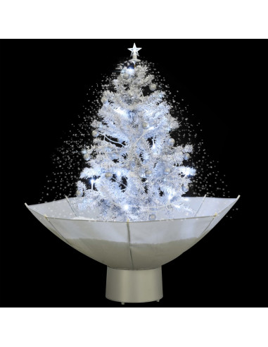 Albero di Natale con Neve e Base a Ombrellone Bianco 75 cm