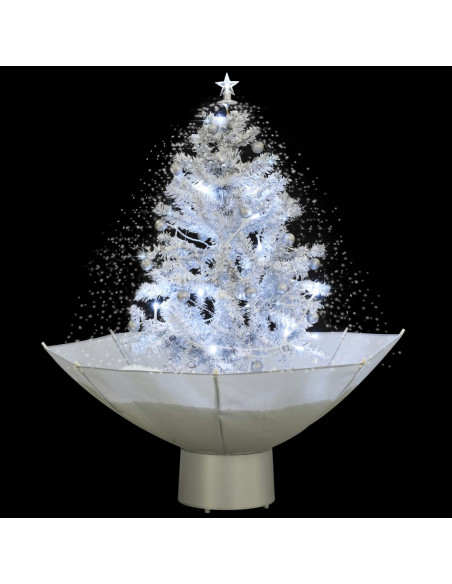 Albero di Natale con Neve e Base a Ombrellone Bianco 75 cm
