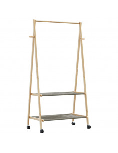Appendiabiti con Ripiani e Ruote 96x45,5x155,5 cm in Bambù