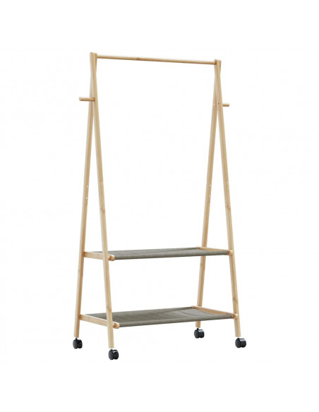 Appendiabiti con Ripiani e Ruote 96x45,5x155,5 cm in Bambù