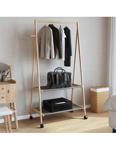Appendiabiti con Ripiani e Ruote 96x45,5x155,5 cm in Bambù