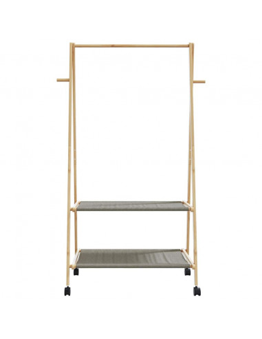 Appendiabiti con Ripiani e Ruote 96x45,5x155,5 cm in Bambù