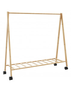 Appendiabiti con Ripiani e Ruote 106x34x106,5 cm in Bambù