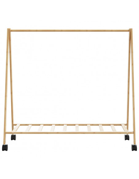 Appendiabiti con Ripiani e Ruote 106x34x106,5 cm in Bambù