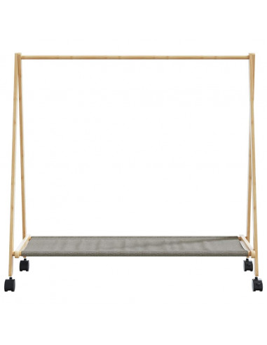 Appendiabiti con Ripiani e Ruote 106x34x106,5 cm in Bambù