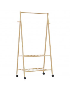 Appendiabiti con Ripiani e Ruote 96x45,5x155,5 cm in Bambù