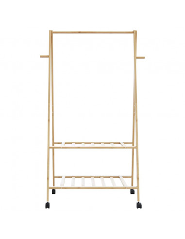 Appendiabiti con Ripiani e Ruote 96x45,5x155,5 cm in Bambù