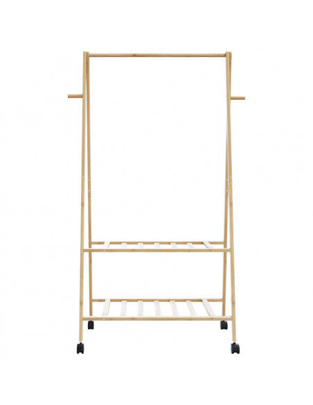 Appendiabiti con Ripiani e Ruote 96x45,5x155,5 cm in Bambù