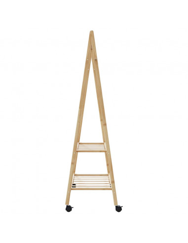 Appendiabiti con Ripiani e Ruote 96x45,5x155,5 cm in Bambù