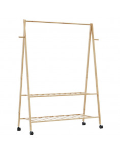 Appendiabiti con Ripiani e Ruote 132x45,5x155,5 cm in Bambù