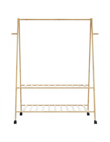 Appendiabiti con Ripiani e Ruote 132x45,5x155,5 cm in Bambù