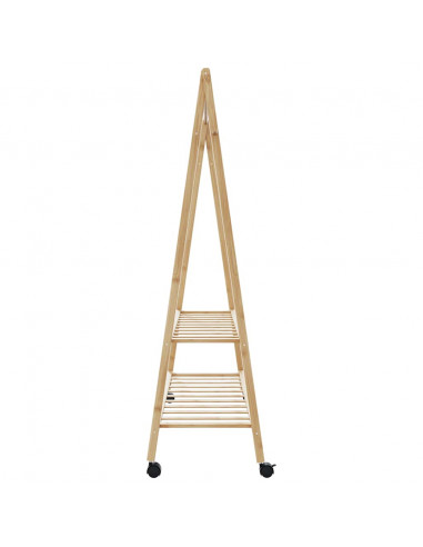 Appendiabiti con Ripiani e Ruote 132x45,5x155,5 cm in Bambù